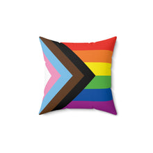 Load image into Gallery viewer, Throw Pillow | Progress Pride Flag | Rainbow | Front | 14x14
