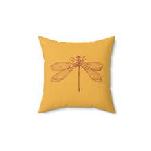 Load image into Gallery viewer, Metz &amp; Matteo Dragonfly Logo | Square Throw Pillow | Goldenrod Yellow
