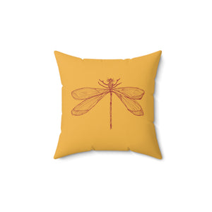 Throw Pillow | Metz & Matteo Dragonfly Logo | Goldenrod Yellow | 14x14 Cottagecore Fairycore Naturecore