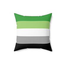 Load image into Gallery viewer, Throw Pillow | Aromantic Pride Flag | Green White Grey Black
