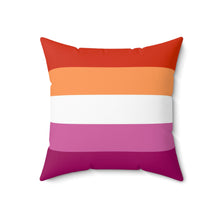Load image into Gallery viewer, Throw Pillow | Lesbian Pride Flag 5 Stripes | Orange White Pink | 18x18
