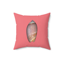 Load image into Gallery viewer, Throw Pillow | Olive Snail Shell Brown | Salmon | Front | 16x16 Oceancore Seacore Naturecore
