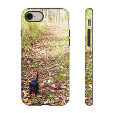 Load image into Gallery viewer, iPhone Samsung Galaxy Google Pixel Tough Phone Case |  Kitten Path | Autumn Fall Woods Trail Black
