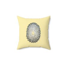Load image into Gallery viewer, Throw Pillow | Keyhole Limpet Shell White | Sunshine Yellow | Front | 14x14 Oceancore Seacore Naturecore
