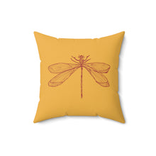 Load image into Gallery viewer, Throw Pillow | Metz &amp; Matteo Dragonfly Logo | Goldenrod Yellow | 16x16 Cottagecore Fairycore Naturecore

