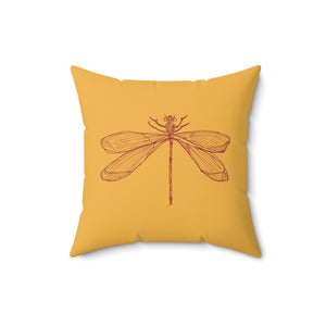 Throw Pillow | Metz & Matteo Dragonfly Logo | Goldenrod Yellow | 16x16 Cottagecore Fairycore Naturecore
