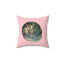 Load image into Gallery viewer, Throw Pillow | Moon Snail Shell Blue | Pink | Front | 14x14 Oceancore Seacore Naturecore
