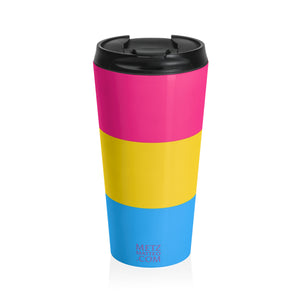 Pansexual Pride Flag | Stainless Steel Travel Mug | 15oz | Blue Yellow Pink