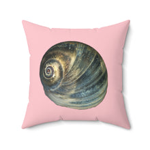 Load image into Gallery viewer, Moon Snail Shell Blue | Square Throw Pillow | Pink
