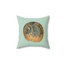 Load image into Gallery viewer, Throw Pillow | Moon Snail Shell Black &amp; Rust | Sage | Front | 14x14 Oceancore Seacore Naturecore
