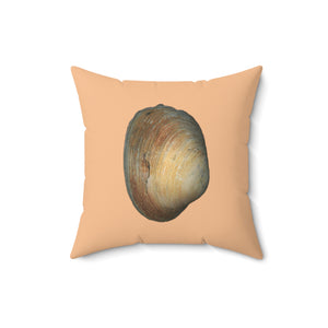 Throw Pillow | Quahog Clam Shell Purple | Desert Tan | Back | 16x16 Oceancore Seacore Naturecore