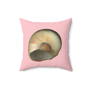 Moon Snail Shell Blue | Square Throw Pillow | Pink