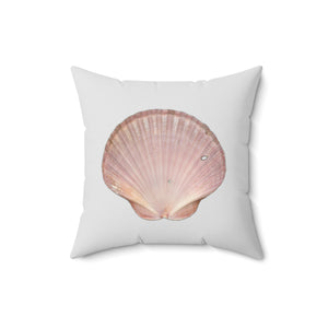 Throw Pillow | Scallop Shell Magenta | Silver | Back | 16x16 Oceancore Seacore Naturecore