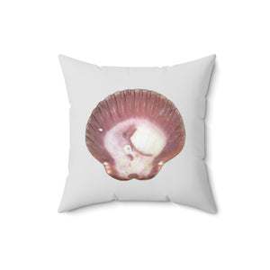 Throw Pillow | Scallop Shell Magenta | Silver | Front | 16x16 Oceancore Seacore Naturecore