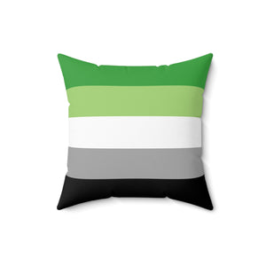 Throw Pillow | Aromantic Pride Flag | Green White Grey Black