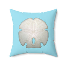 Load image into Gallery viewer, Throw Pillow | Arrowhead Sand Dollar Shell | Sky Blue | Front | 20x20 Oceancore Seacore Naturecore
