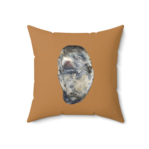 Oyster Shell Blue | Square Throw Pillow | Camel Brown