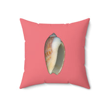 Load image into Gallery viewer, Throw Pillow | Olive Snail Shell Brown | Salmon | Back | 18x18 Oceancore Seacore Naturecore
