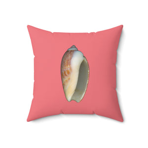 Throw Pillow | Olive Snail Shell Brown | Salmon | Back | 18x18 Oceancore Seacore Naturecore