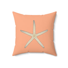 Load image into Gallery viewer, Throw Pillow | Finger Starfish Shell | Peach | Back | 18x18 Oceancore Seacore Naturecore
