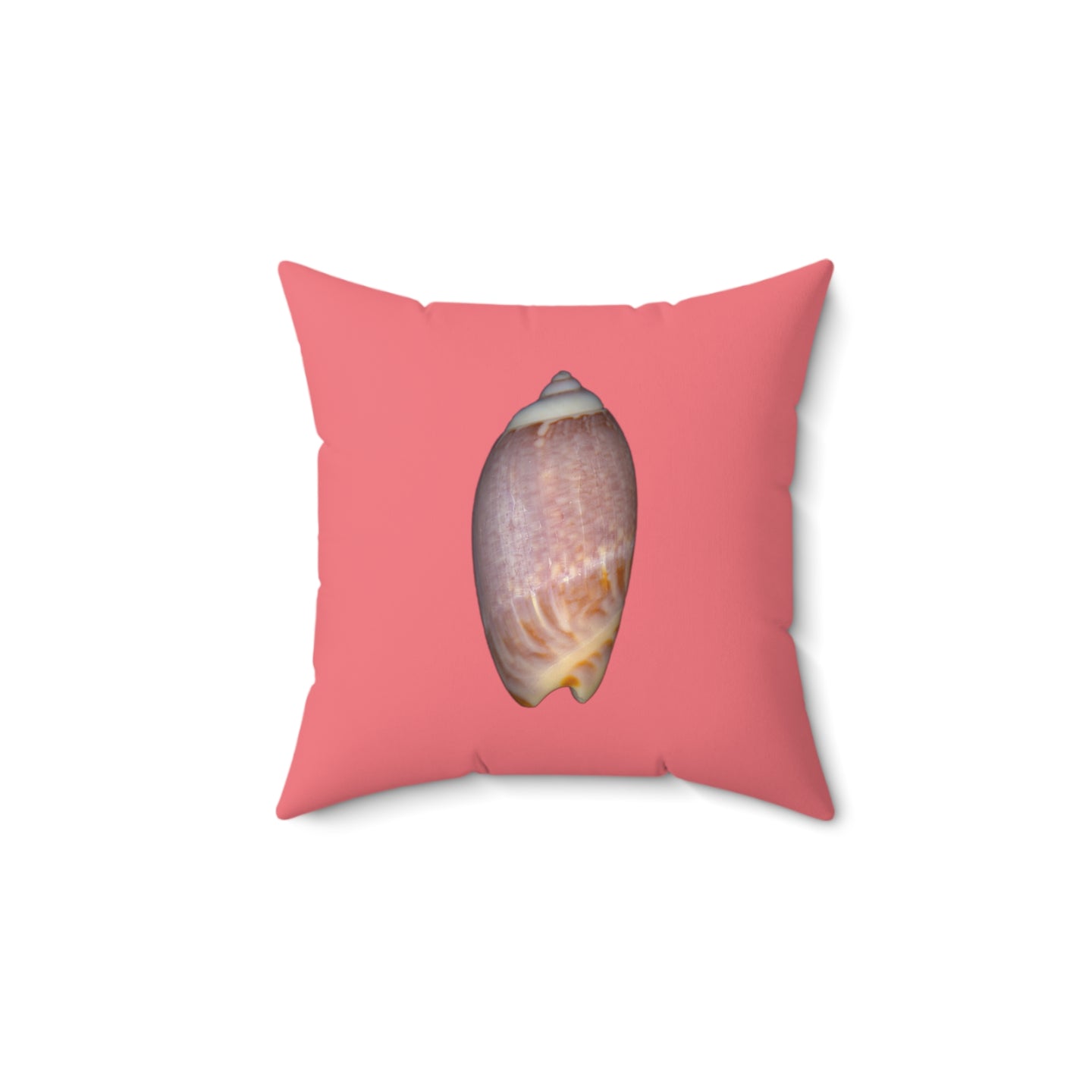 Throw Pillow | Olive Snail Shell Brown | Salmon | Front | 14x14 Oceancore Seacore Naturecore