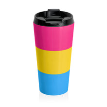 Load image into Gallery viewer, Pansexual Pride Flag | Stainless Steel Travel Mug | 15oz | Blue Yellow Pink
