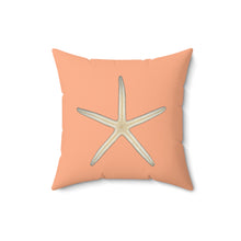 Load image into Gallery viewer, Throw Pillow | Finger Starfish Shell | Peach | Back | 16x16 Oceancore Seacore Naturecore
