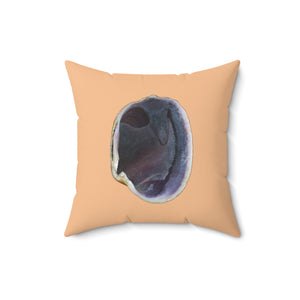 Throw Pillow | Quahog Clam Shell Purple | Desert Tan | Front | 16x16 Oceancore Seacore Naturecore