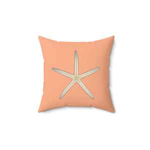 Finger Starfish Shell | Square Throw Pillow | Peach
