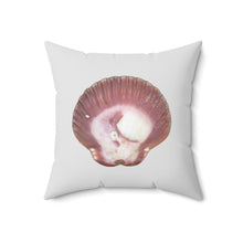 Load image into Gallery viewer, Throw Pillow | Scallop Shell Magenta | Silver | Front | 18x18 Oceancore Seacore Naturecore
