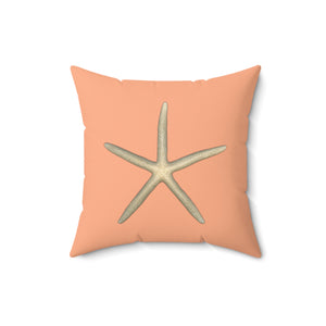 Throw Pillow | Finger Starfish Shell | Peach | Front | 16x16 Oceancore Seacore Naturecore