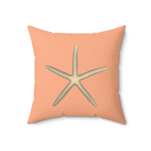 Throw Pillow | Finger Starfish Shell | Peach | Front | 18x18 Oceancore Seacore Naturecore