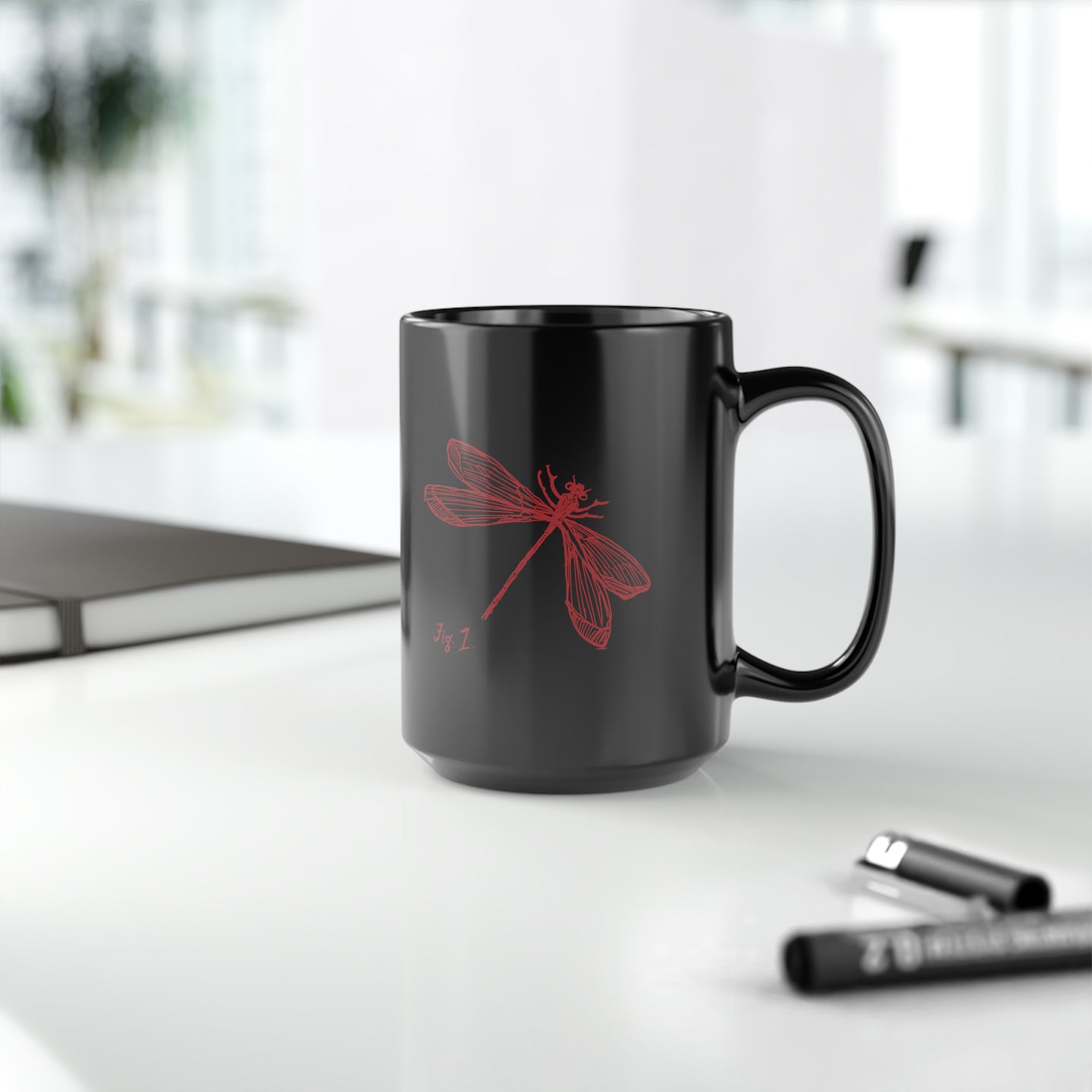 Metz & Matteo Dragonfly Logo | Ceramic Mug | 15oz | Black