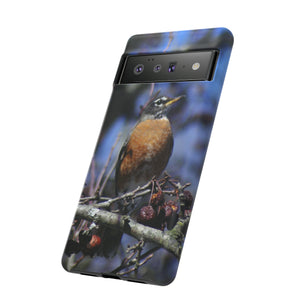 iPhone Samsung Galaxy Google Pixel Tough Phone Case |  Robin Crabapple Tree | Summer Sky Blue