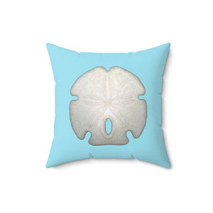 Throw Pillow | Arrowhead Sand Dollar Shell | Sky Blue | Front | 16x16 Oceancore Seacore Naturecore