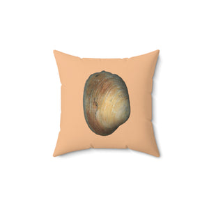 Throw Pillow | Quahog Clam Shell Purple | Desert Tan | Back | 14x14 Oceancore Seacore Naturecore