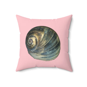 Throw Pillow | Moon Snail Shell Blue | Pink | Front | 18x18 Oceancore Seacore Naturecore