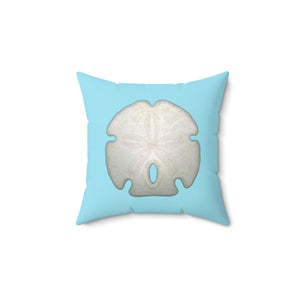 Throw Pillow | Arrowhead Sand Dollar Shell | Sky Blue | Front | 14x14 Oceancore Seacore Naturecore