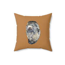Load image into Gallery viewer, Throw Pillow | Oyster Shell Blue | Camel Brown | Back | 16x16 Oceancore Seacore Naturecore
