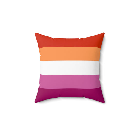 Throw Pillow | Lesbian Pride Flag 5 Stripes | Orange White Pink | 14x14