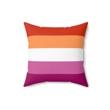 Load image into Gallery viewer, Throw Pillow | Lesbian Pride Flag 5 Stripes | Orange White Pink | 16x16
