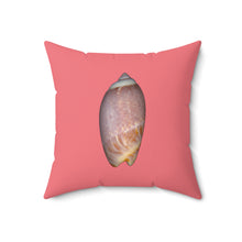 Load image into Gallery viewer, Throw Pillow | Olive Snail Shell Brown | Salmon | Front | 18x18 Oceancore Seacore Naturecore

