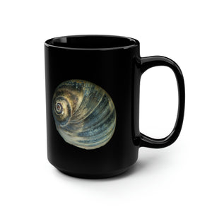 Moon Snail Shell Blue | Ceramic Mug | 15oz | Black