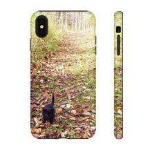 Load image into Gallery viewer, iPhone Samsung Galaxy Google Pixel Tough Phone Case |  Kitten Path | Autumn Fall Woods Trail Black
