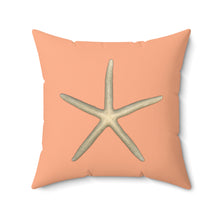 Load image into Gallery viewer, Throw Pillow | Finger Starfish Shell | Peach | Front | 20x20 Oceancore Seacore Naturecore
