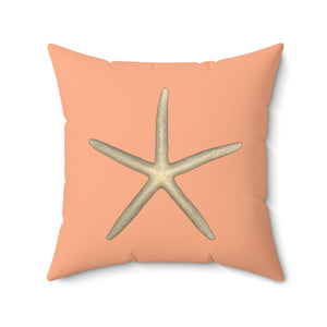 Finger Starfish Shell | Square Throw Pillow | Peach