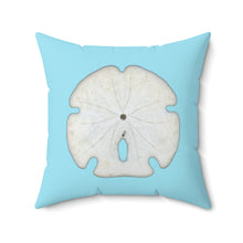 Load image into Gallery viewer, Throw Pillow | Arrowhead Sand Dollar Shell | Sky Blue | Back | 20x20 Oceancore Seacore Naturecore
