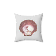 Load image into Gallery viewer, Throw Pillow | Scallop Shell Magenta | Silver | Front | 14x14 Oceancore Seacore Naturecore
