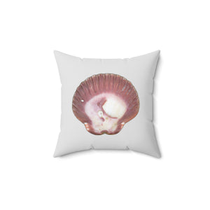 Throw Pillow | Scallop Shell Magenta | Silver | Front | 14x14 Oceancore Seacore Naturecore