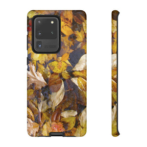 iPhone Samsung Galaxy Google Pixel Tough Phone Case | Floating Autumn Fall Leaves | Red Yellow